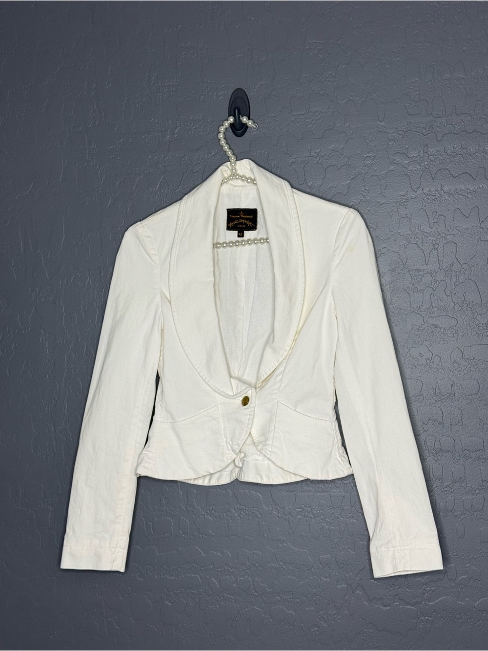 Vivienne Westwood White Women's Shawl Collar Single-Button White Blazer Jacket